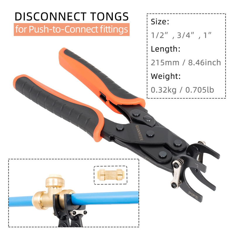 Push to Connect Removal Tool Disconnect Tongs Tool Plumbing Tools for 1/2”, 3/4”, 1” Push Fittings Pex Removal Tool Improved Version IMPROVED DISCONNECT TONGS