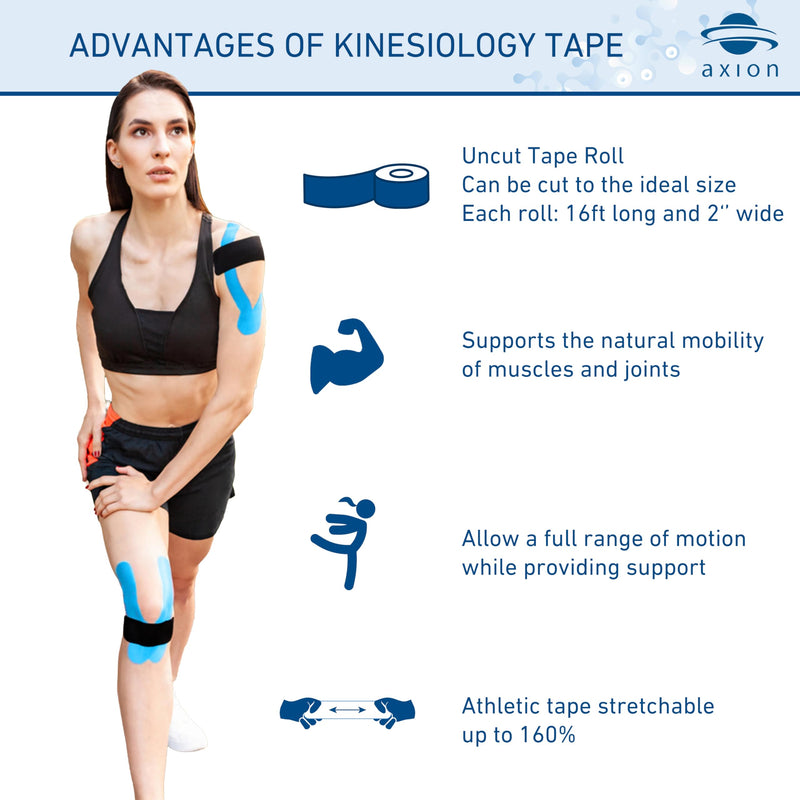 Kinesiology Tape Uncut | 2 Beige Rolls of Athletic Sports Tape | 16ft Length and 2'' Width per Roll | Waterproof • Skin-Friendly • Elastic | Ideal for Sports | axion Beige / 2 Rolls
