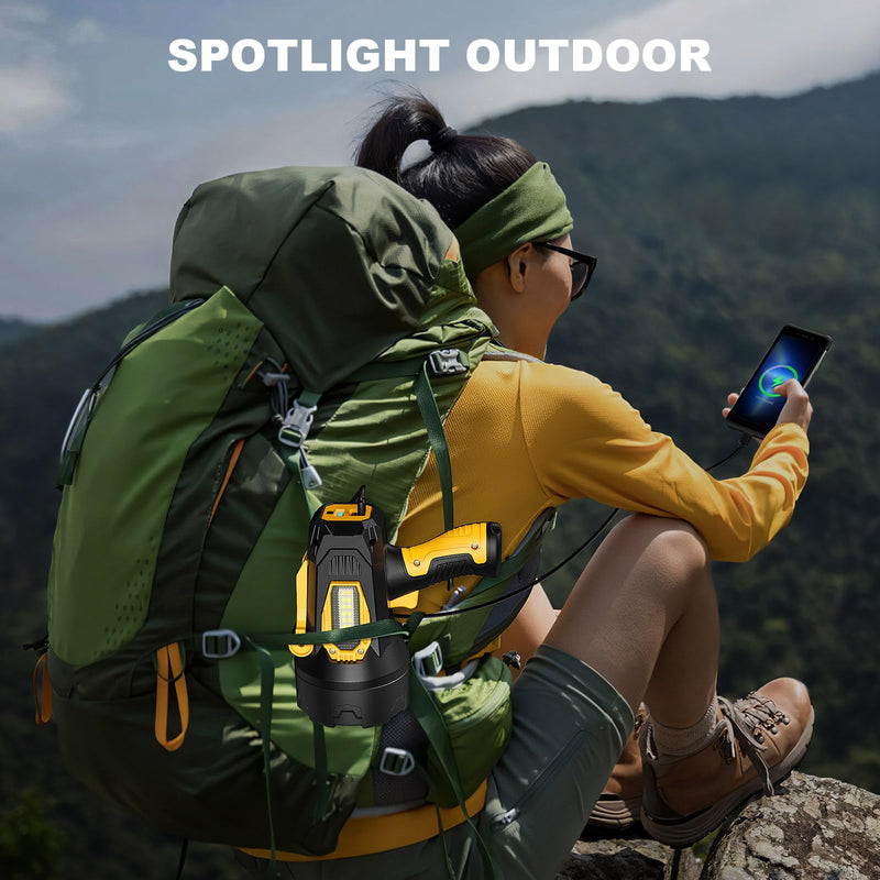 MIXILIN Rechargeable Spotlight 99,000 Lumens, Super Bright LED Spotlight Flashlight Outdoor with COB Light & Foldable Tripod, 10000ɱAh Long Lasting Large Handheld Spot Light for Boating Camping