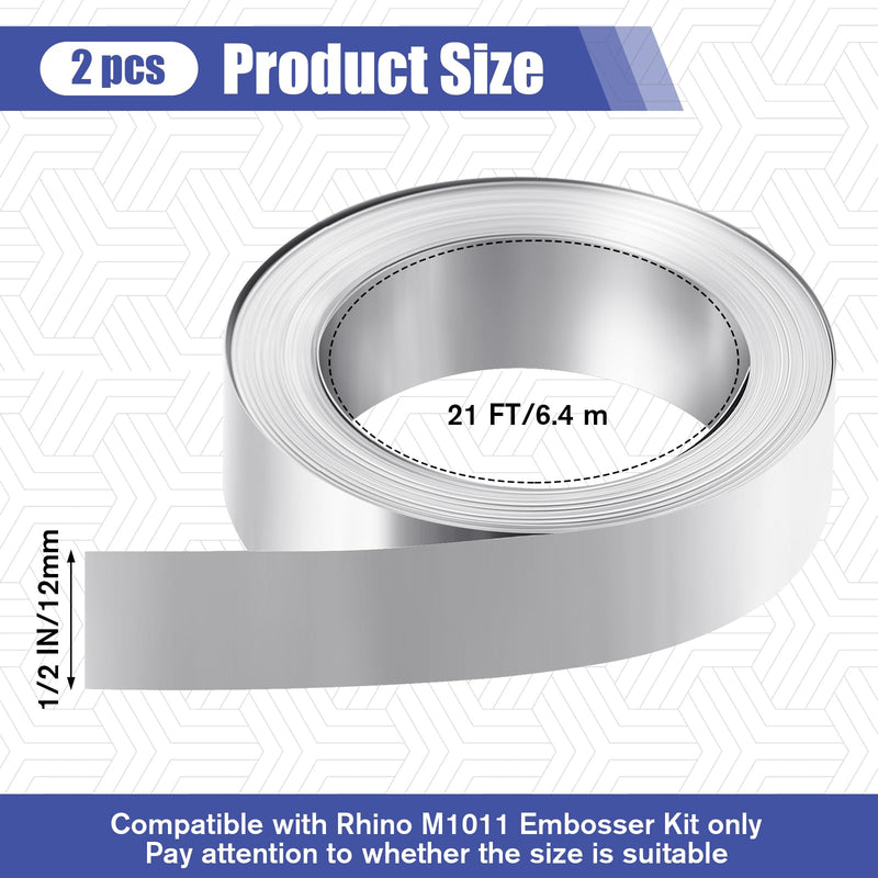 2 Pcs 1/2 Inch x 21 Feet Stainless Steel Tape Compatible with DYMO Embossing Label Maker Silver High Temperature Non Adhesive Stainless Steel Embossing Tape - NewNest Australia