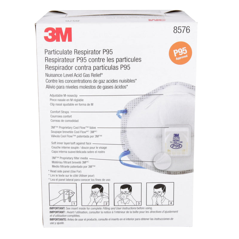 3M Particulate Disposable Respirator 8576, P95, Pack of 10, NIOSH APPROVED
