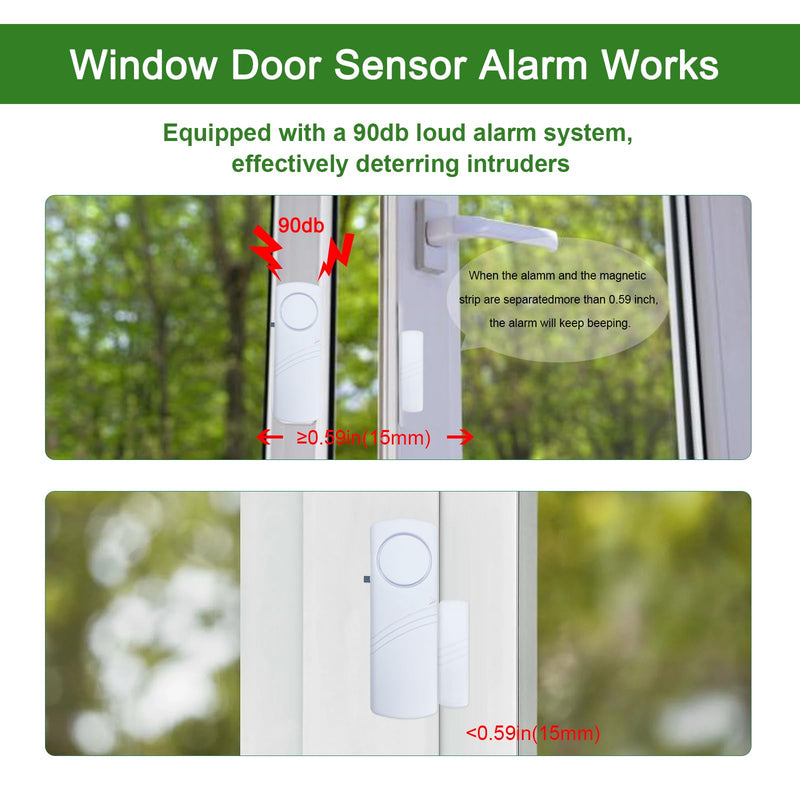 Door Window Alarm, 90dB Door Alarms Sensor for Kids Safety, Home Security, Door Window Burglar Alarm, Window Pool Alarms for Home, Apartments, Offices, Hotel Rooms (25pack) 25pack