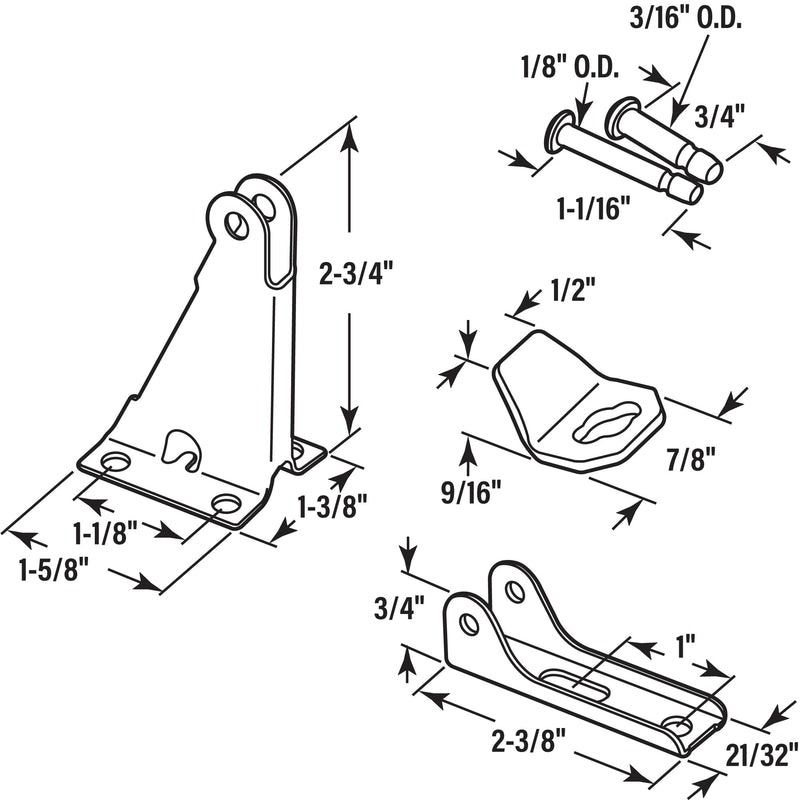 Prime-Line K 55602 Storm and Screen Door Closer Jamb Bracket Repair Kit, White (Single Pack)