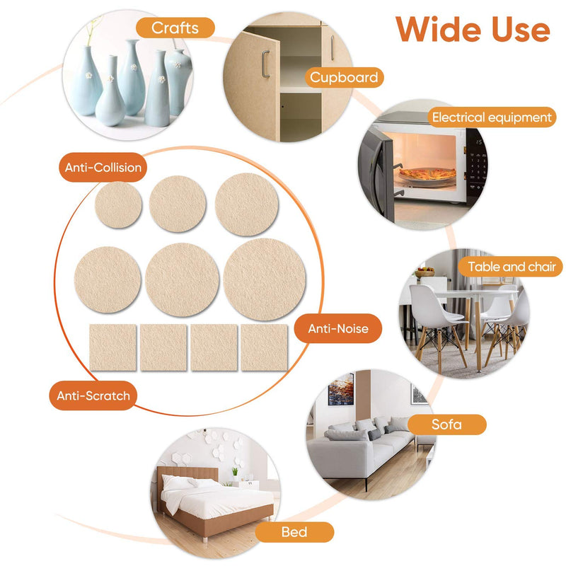 Furniture Pads 300 Pack Premium Furniture Felt Pads (Beige), Huge Quantity Self Adhesive Anti Scratch Floor Protector for Furniture Legs Hardwood with 60 Cabinet Door Bumpers Beige