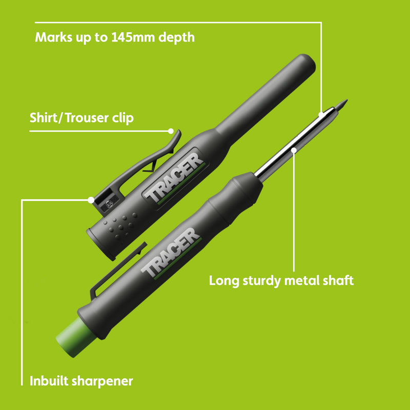 Tracer Deep Pencil Marker - Replacement Lead (6 Pack) - Site Holsters - All In One Marking Kit - Built For Construction Pencil + Lead
