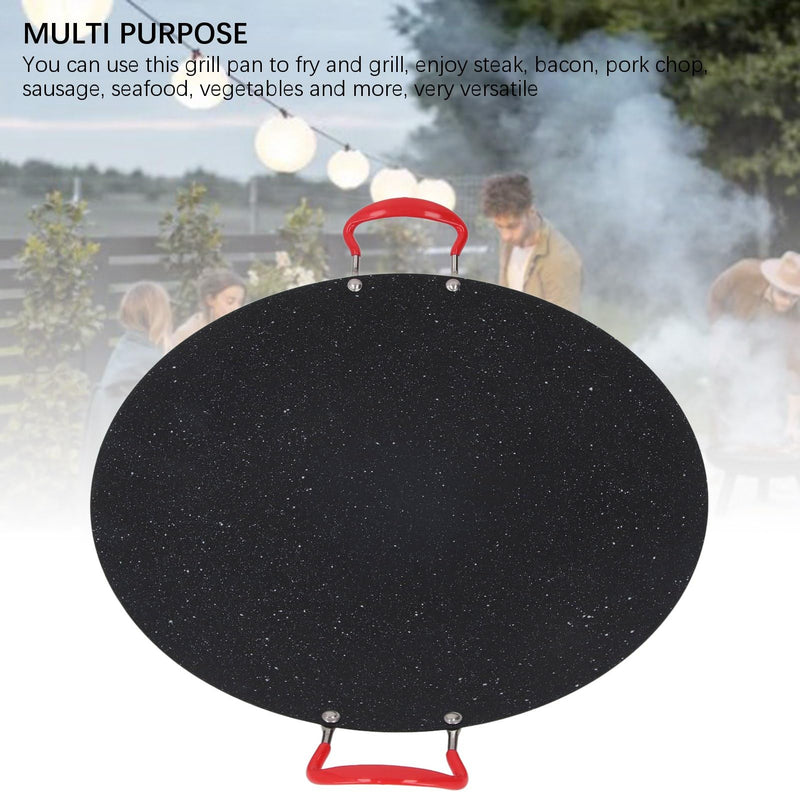 Non Stick Korean Grill Pan, Round BBQ Griddle Pan with Silicone Handle Design, High Temperature, Suitable for Camping, Outdoor Barbecue (Small 70 X 55 X 45cm / 27.6 X 12.6" x 12.2" x 3.1"