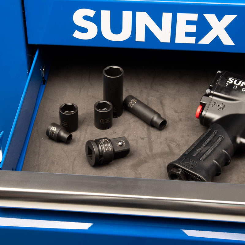 SUNEX TOOLS 2302, 1/2 Inch Drive, 1/2" Female x 3/4" Male Impact Adapter, Cr-Mo Steel, Ball Detent, Tapered Square End, Meets ANSI Standards