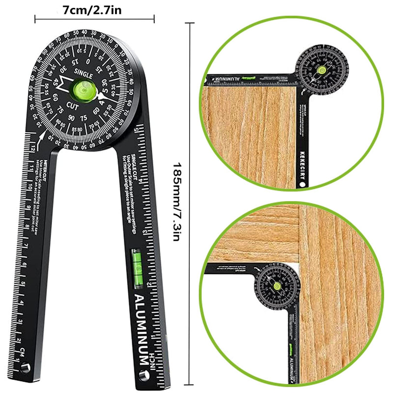 Miter Saw Protractor,Aluminum Protractor Angle Finder with Level Gauge High Precision Laser Inside & Outside Miter Angle Finder for Angle Finder Carpenters, Trim work,Plumbers and All Building Trades - NewNest Australia