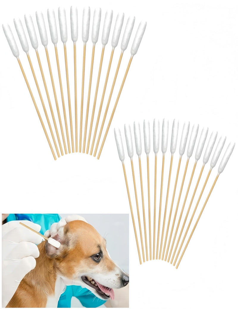 100pcs 6Inch Long Professional Cotton Swabs,Large Dog Ear Swabs Bamboo Handle Cotton Buds,Gentle Cotton Tips for Dog Ear Cleaning Solution/Pet Ear Care
