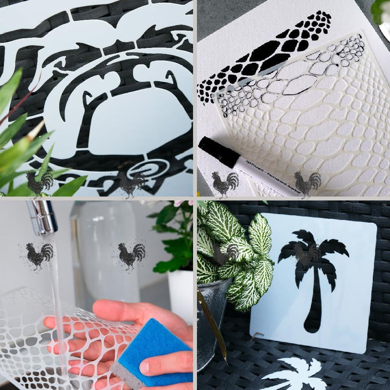 Cow Stencils Country Farm Animals Template Reusable 8.5 x 11 Inches for Painting on Walls, Wood, Glass, Scarpbooking, Graffity, Arts and Crafts, DIY LIONX