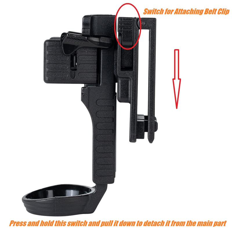 Quick Release Flashlight Holder w/MOLLE Vest Clip Tactical Torch Holster Carrier Rotatable Light Carry Case Stand fit 1"-1.25" Diameter Flashlight for Police Leo Security Military Patrol MOLLE Vest Clip