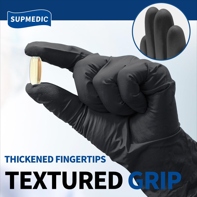 Disposable Nitrile Gloves, Chemical Resistant, Powder-Free Latex-Free, Food Safe, Medical Exam Gloves, Black 100 Pcs Medium (Black)