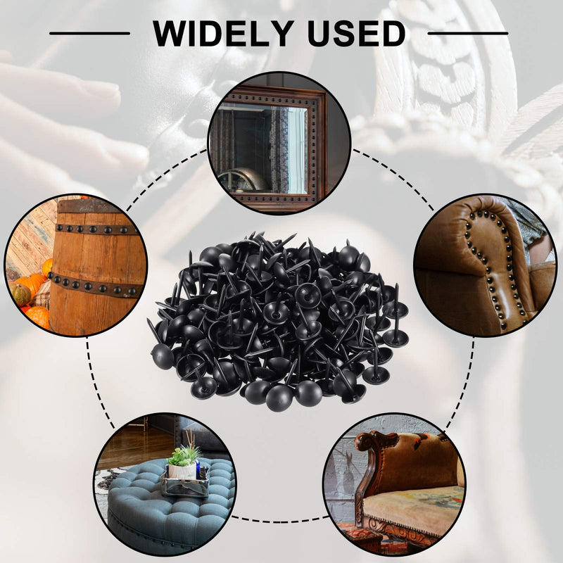 Black Upholstery Tacks, 7/16 Inch Decorative Furniture Tacks Black Thumb Pins Upholstery Nails with Storage Box for Upholstered Furniture Cork Board DIY Project Home Decor 11 x 17 mm(Black,200 Pcs) 200