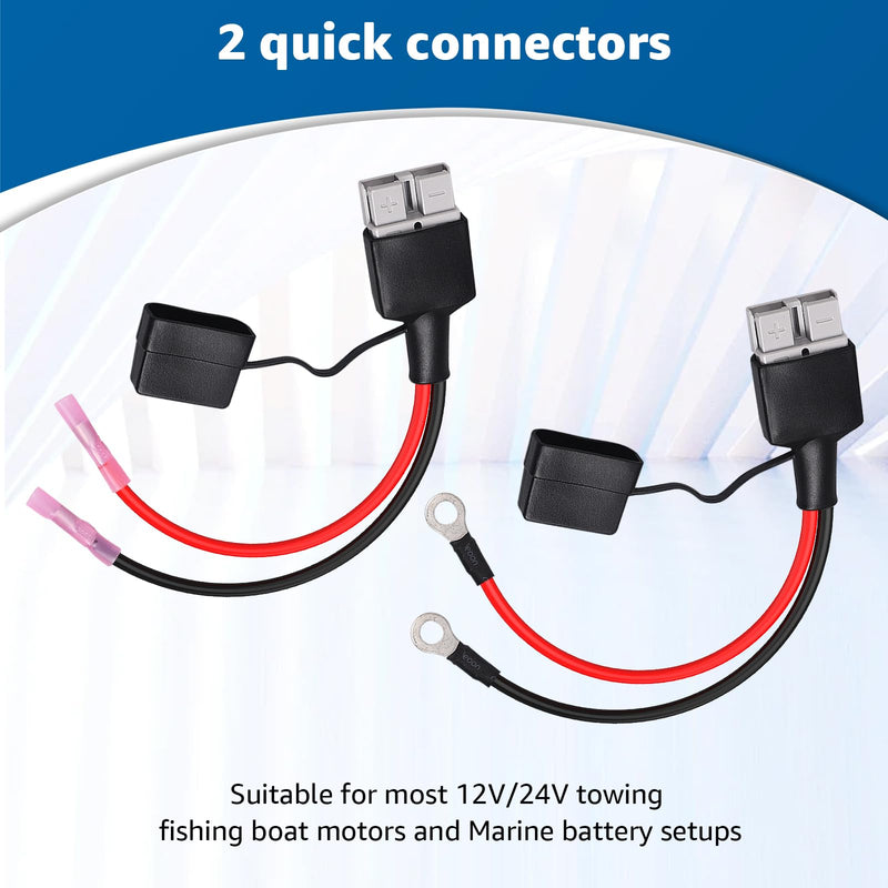 Trolling Motor Quick Disconnect Plug for Trolling Motor Quick Connect | 12V/24V Marine Battery Trolling Battery Quick Plug, 8-Gauge Marine Grade Quick Connectors Wire