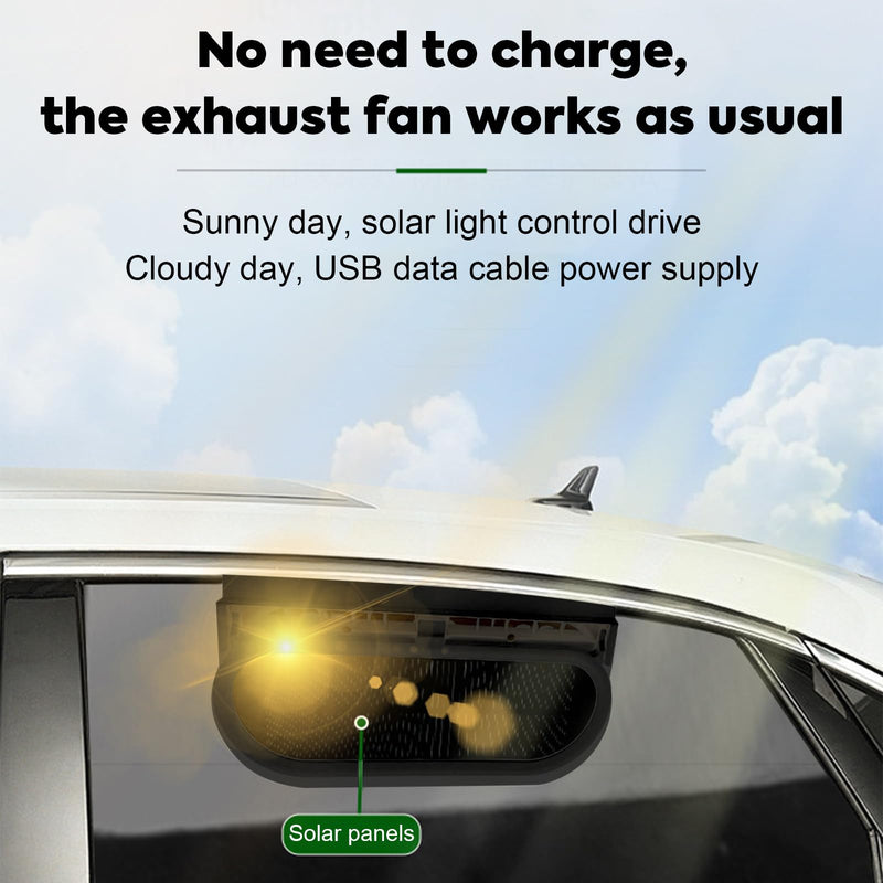 Car Solar Powered Exhaust Fan Car Window Exhaust Fan Vehicle Ventilation Fan Auto Air Vent Cool Fan Cooler Ventilation System Car Radiator Cooling Fan with Three Air Outlets, Black