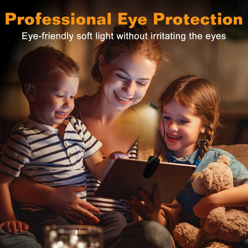 Rechargeable Book Reading Light - Adjustable Brightness, 3 Color Temperatures, 30+ Hours Runtime - Eye Care 10 LED Lamp for Reading for Bed