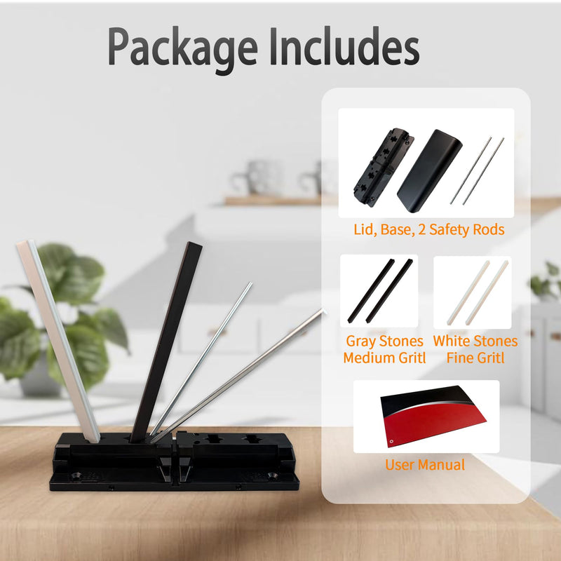 Tri-Angle Knife Sharpener, Premium Set with 2 Alumina Ceramic Stones, Portable Knives Sharpening System for Kitchen & Outdoor Knifes, Quick Sharpeners, Polishing