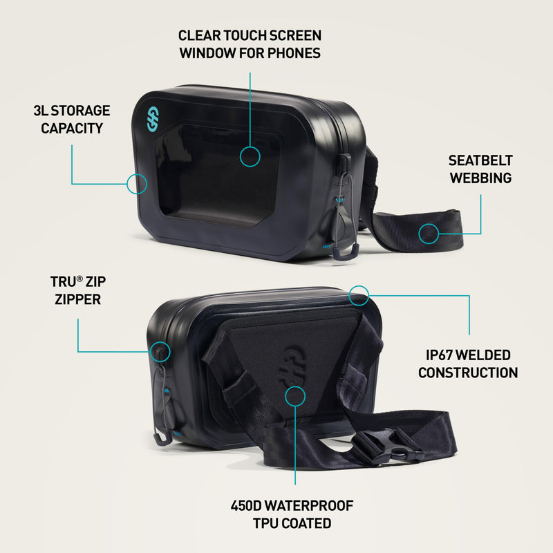 Seeker Collection Dry Hip Pack Waterproof Hip Pack IP67 3L Dry Bag Waist Pouch with Touchscreen Window Adjustable Strap for Boating Kayaking Fishing Travel