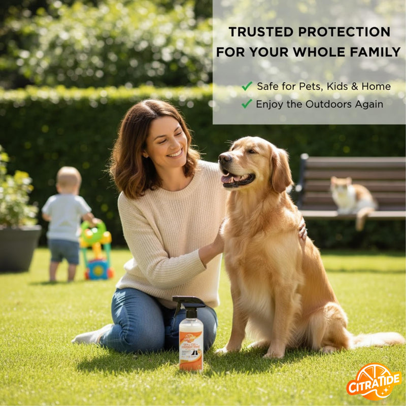 Natural Flea, Tick & Mosquito Spray for Dogs – Cedarwood & Citrus Formula – Plant-Based, DEET-Free, Non-Toxic, USA Made – Safe for Home & Pets – CITRATIDE (16 fl oz)