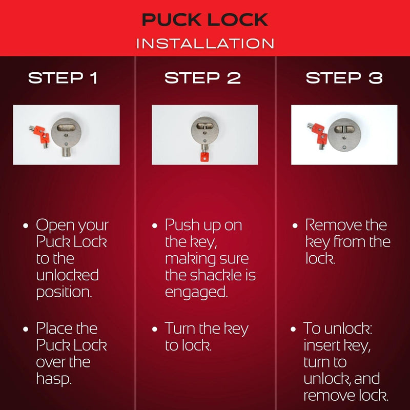 Equipment Lock Puck Lock - Stainless Steel, Multi-Use Uncuttable Lock - Ideal for Gates, Sheds, Roll-Up Doors or Trailers - Padlock Replacement (Keyed Differently) Keyed Differently