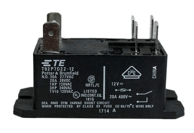 TE CONNECTIVITY/Potter & BRUMFIELD T92P7D22-12 Power Relay, 12VDC, 30A, DPST-NO, Flange (Pack of 2)