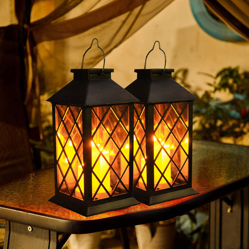 Solar Lantern Outdoor,Garden Hanging Lantern- PVC Waterproof 3 LED Flickering Flameless Candle Decorative Lights for Table,Outdoor,Party(1 Pack) 1 pack solar lanterns