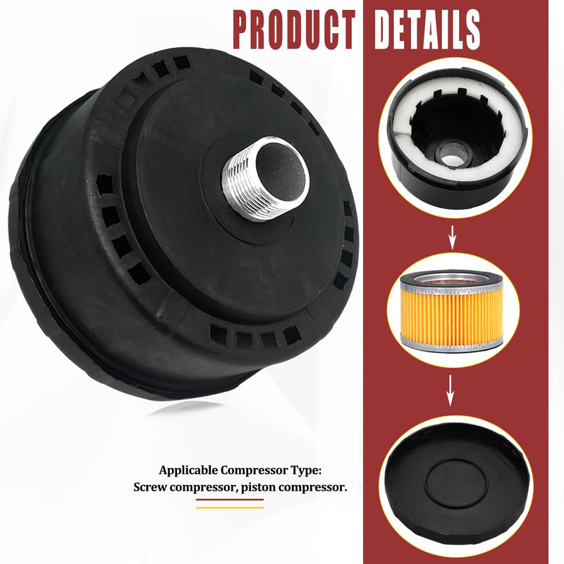 1pcs 25mm/1Inch Air Compressor Noise Reducer Silencer Filter,Plastic Shell Round Muffler Filter, Black Thread Dia:25mm/1Inch