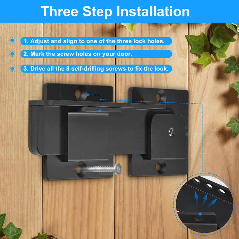 7.5" Flip Gate Latch Lock with Padlock Hole, 4mm Heavy Duty Aluminum Alloy Adjustable Door Latch for Sliding and Swing Open Door, Outdoor Gate, Wooden Fence, Barn Door, Shed, Garage, Yard 1