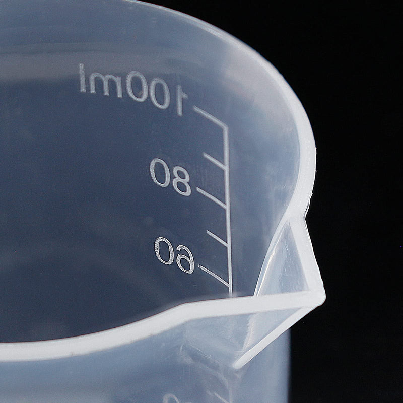 Waziaqoc 100ml/3.4oz Plastic Graduated Beaker (3 Pack), Transparent PP Measuring Cup Mixing Cup for Kitchen Lab 100ml /3.4oz 3pcs