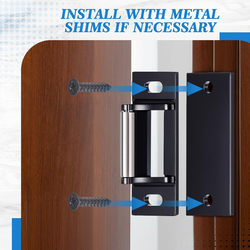 MorningRo 2 Sets Surface Mounted Roller Strike Plates, Black Rim Strike with Metal Shim Plates and Screws for Commercial Exit Doors, Panic Bar Exit Devices, Push Bar Door Hardware Replacement