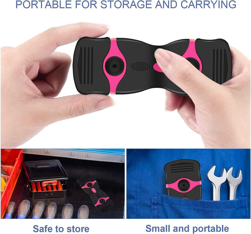 DEKEones Razor Blade Scraper, Double Edged Razorblade Scraping Tool with 10 Pcs Razor Blades, Paint Scraper for Glass, Decals, Tint, Stickers, Labels, Caulk, Adhesive(Pink) 1