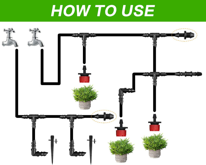 JAYEE 50 Pieces 1/4" Drip Tubing Fittings End Plug, 1/4 Inch Drip Irrigation Barbed End Closure for Home Garden Sprinkler Systems 50P-End Plug