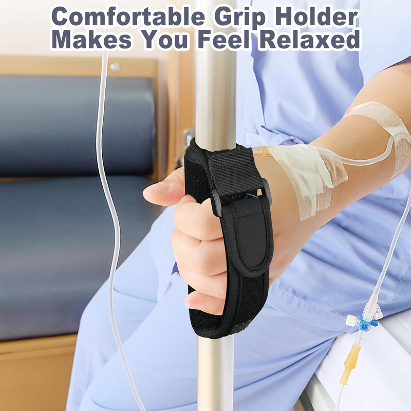 Beautyflier Universal IV Poles Stand Grip Holder Strap for Move, Removable Handle for IV Pole, Adjustable Height for Home Care (IV Pole Not Included)