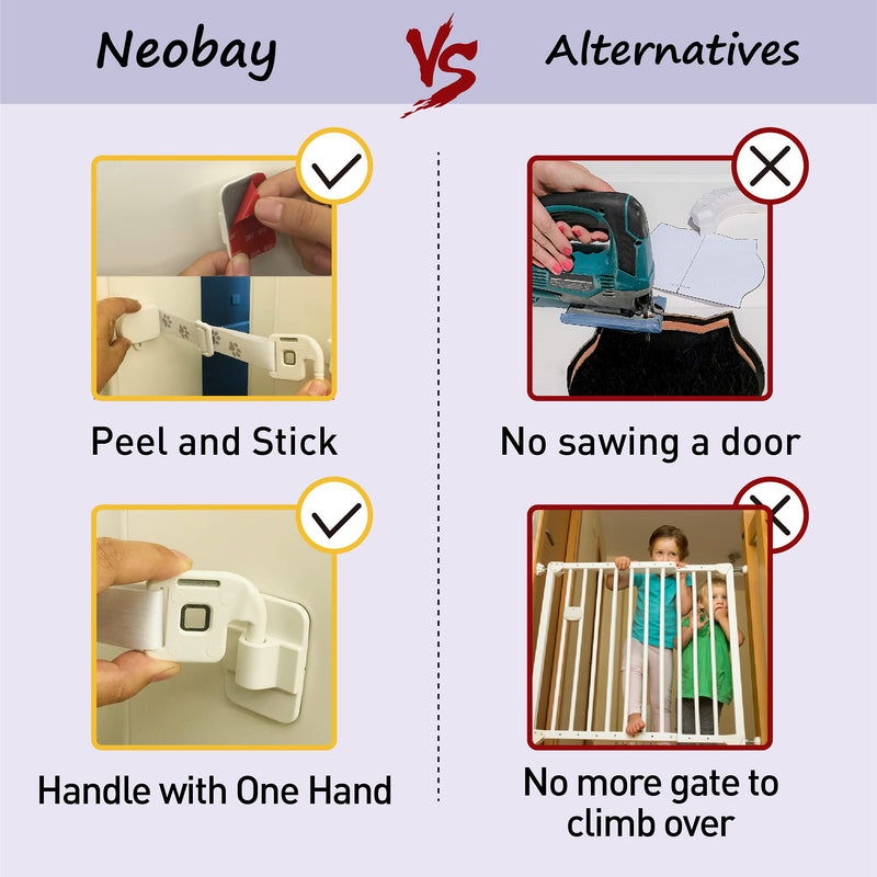 Adjustable Door Strap and Latch, Damage-Free Cat Door Latch to Keep Dog Out of Litter Box, Economical Alternative of Pet Gates, Basic with Stopper 1 Pack