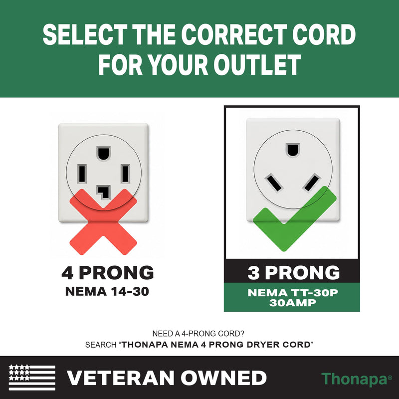 Thonapa 30 Amp RV Replacement Cord 4 ft - 10/3 RV Extension Cord NEMA TT-30P with Open End 3 Wire - Heavy Duty 10 Gauge STW RV Power Cord 4 Foot
