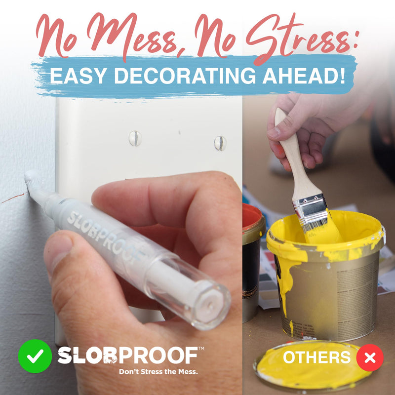 Slobproof Touch-Up Paint Pen - Refillable Paint Brush Pens - Touch-Up Paint Pens for Walls, Window, Wood - Fillable Paint Pens w/ Any Paint Types (Fill with Own Paint for a Precise Match), 2-in-1 Pack 2 Count (Pack of 1)