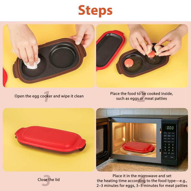 Microwave Egg Cooker, Rapid Egg Poacher for Breakfast with Lid, Easy to Use and Clean, BPA-Free