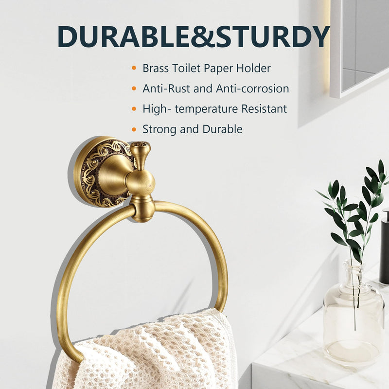 Brass Towel Ring - Bronze Towel Racks Wall Mounted Hand Towel Holder for Bathroom - Kitchen & Bathroom Towel Rack - Brass Towel Hanger - Bathroom Towel Holder - Hand Towel Rack