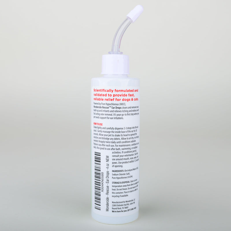 Wondercide Rescue - Ear Drops for Pets - Cleans and Removes Wax Build-Up and Irritants for Dogs and Cats - Relieves Itching and Redness with Pure Hypochlorous - 4 oz