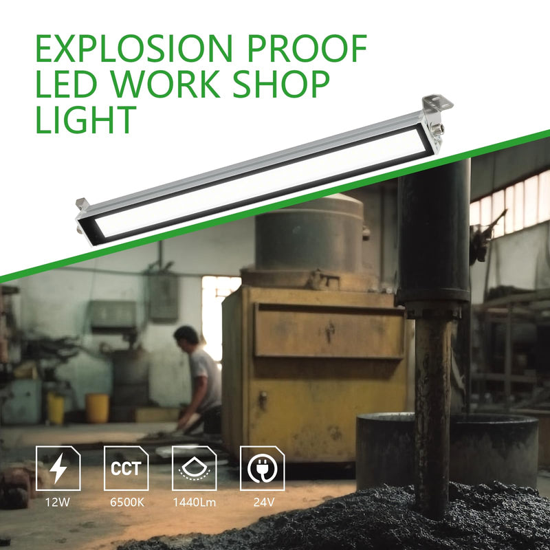Industrial Machine LED Tube Light 12W 1440LM, 17.2In 6500K DC 24V CNC Machine Work Light IP67 Waterproof LED Explosion Proof Lighting No Plug 24.0 Volts (DC) 12.0 Watts