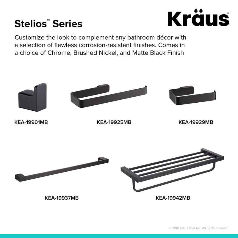 Kraus Stelios Bathroom Robe and Towel Hook, Matte Black Finish, KEA-19901MB