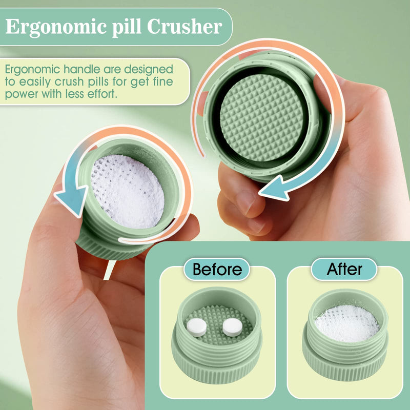 Pill Cutter Splitter with Dispenser, Pill Cutter for Small or Large Pills, Crushes Pills, Vitamins, Tablets, Stainless Steel Blade, Removable Drinking Cup (Green-1) Green-1