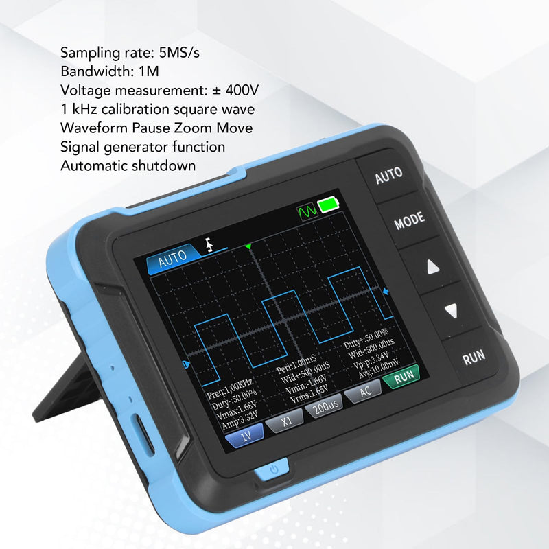 Handheld Oscilloscope, 2 Channels Portable Digital Oscilloscope Multimeter, Professional Automotive Oscilloscope with 1Mhz Bandwidth, 5.0MS s Sampling Rate & 2.8in LCD Display