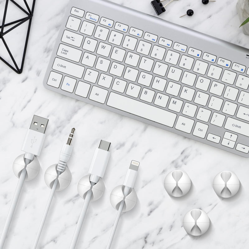 12 Pack Cable Clips, Znben Wire Organizer Holder Adhesive Cord Management Charger Wire Holder Clips for Desk, Home, Office, Car, Cubicle, Nightstand White Small