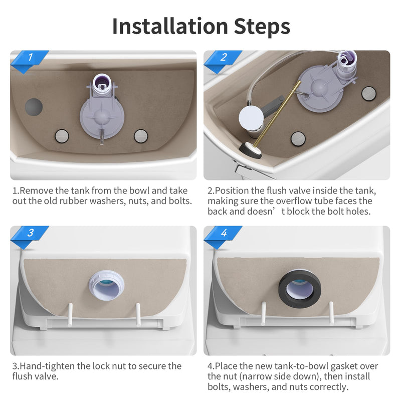 3-Inch Toilet Flush Valve Replacement Kit Includes Gasket and Bolts, High-Capacity 3.5L/S Flow & Anti-Leak Seal, Compatible with American Standard, Fits Most Two Piece Toilets 3 Inch Flush Valve