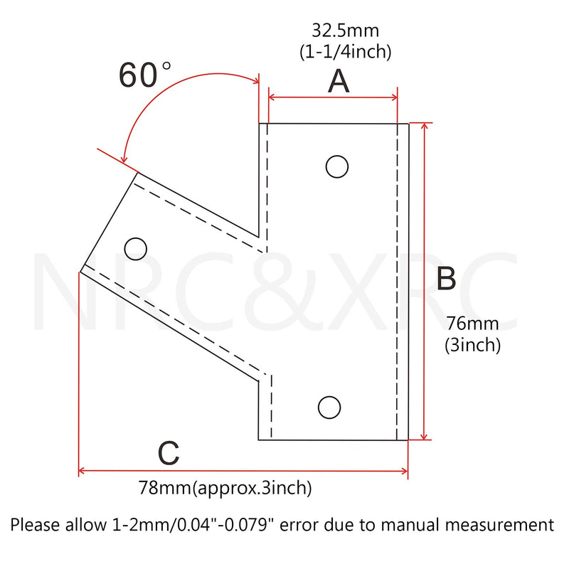 NRC&XRC Marine Grade 316 Stainless Steel Polished Hand Rail Fitting- 60 Degree T/Tee for 1-1/4" Tube（1PC）