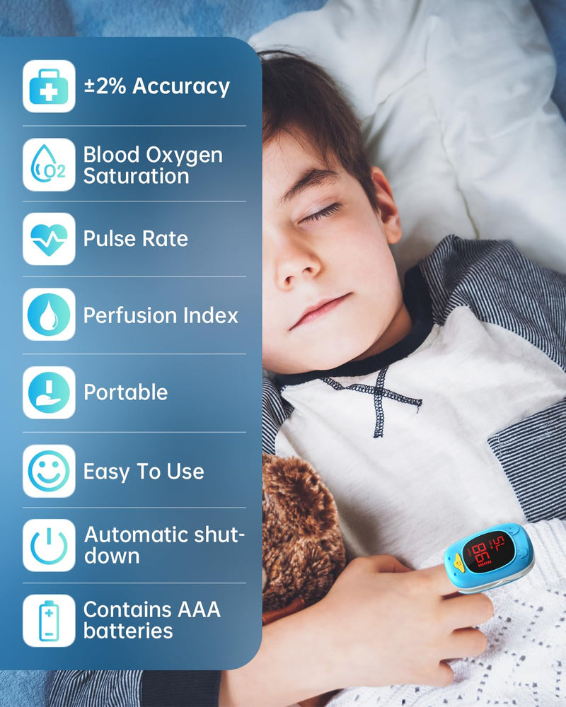 Adult Pulse Oximeter(Black) Bundle With Kids Pulse Oximeter(Blue)
