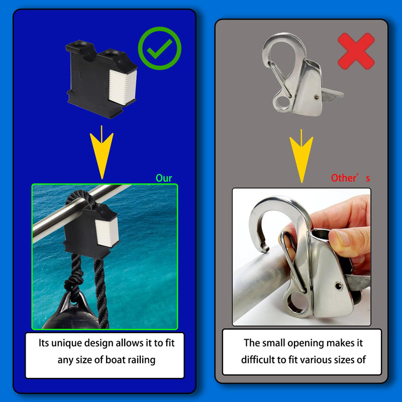 Boat Fender Hanger Boat Fender Clips Boat Bumper Adjuster Holder Hangers for Pontoon Boat Bass Boat Jon Boat Quick Connect and Release Fender Lines Black 2 pack