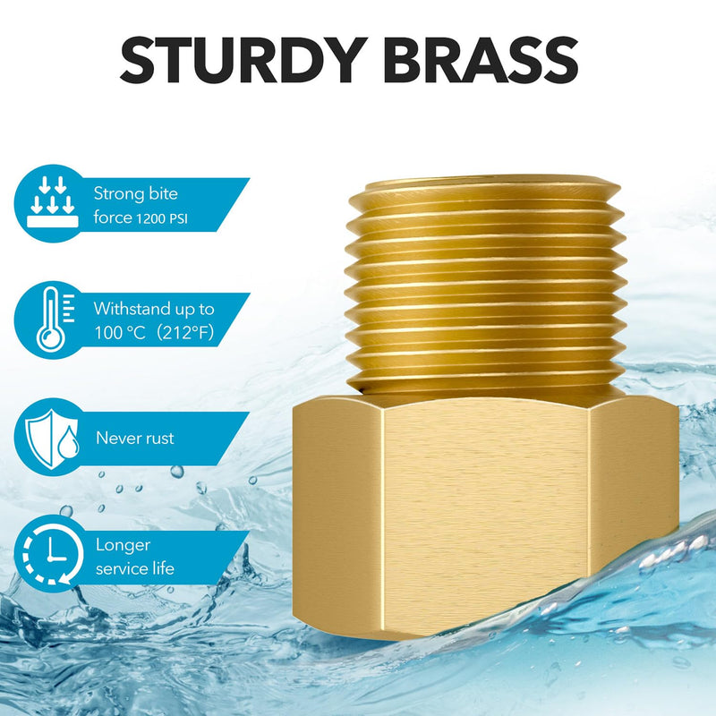 3PCS Brass Pipe Fitting, 1/2" Female x 1/2" Male NPT Thread Brass Hex, Adaptor 1200psi High Pressure 3PCS-1/2" Female x 1/2" Male