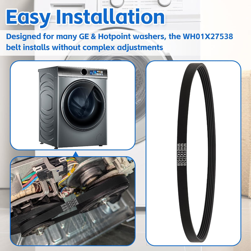NBPLUS WH01X27538 Washer Drive Belt for GE/Hotpoint Washing Machines Parts AP6328256, PS12299369, 4587903, 290D1101P005, Washer Motor Belt Replacement Accessories